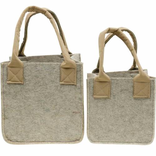 Floristik24 Felt planter, felt beige, felt basket with handles, felt decoration, set of 2