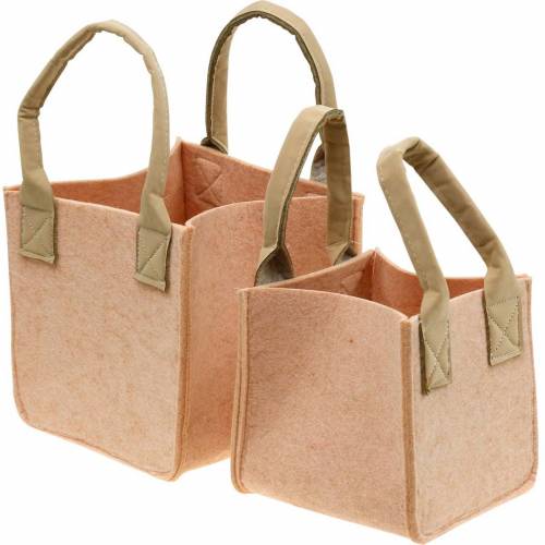 Floristik24 Felt planter pink felt bag with handles felt decoration set of 2