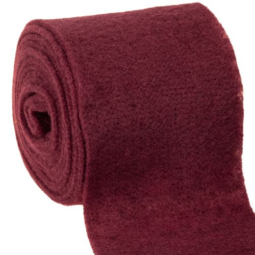 Felt wool ribbon, dark red, 15cm x 5m, for decoration and crafting