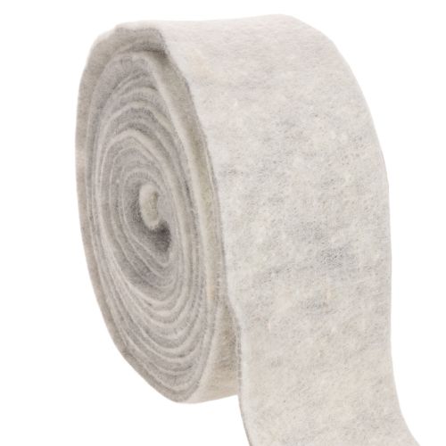 Two-Colour Wool Felt Ribbon, White and Grey, 7.5 cm x 5 m, for Floristry and Decoration buy online | Floristik24.co.uk
