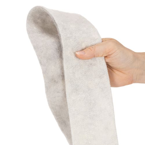Two-Colour Wool Felt Ribbon, White and Grey, 7.5 cm x 5 m, for Floristry and Decoration | Floristik24.co.uk