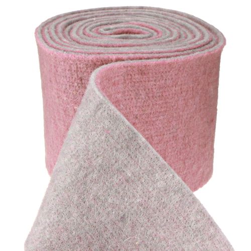 Felt ribbon, pot ribbon two-tone old pink/grey 15cm 5m
