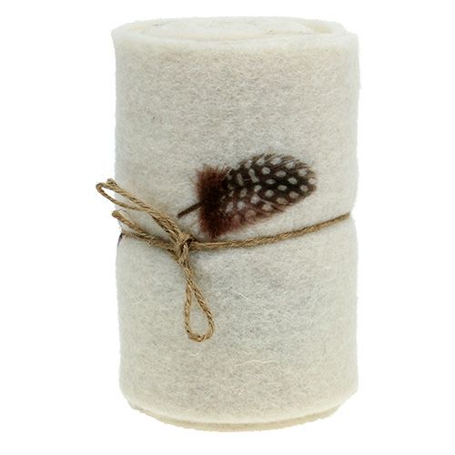 Floristik24 Felt tape cream with pattern feather 15cm 2m