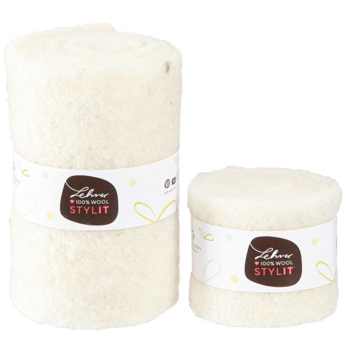 Product Felt Ribbon Wool Ribbon White W7cm/15cm L100/100cm Set of 2