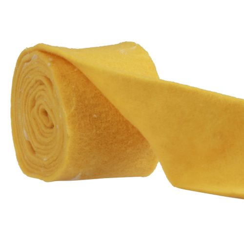 Floristik24 Felt ribbon wool ribbon decorative fabric yellow feathers wool felt 15cm 5m