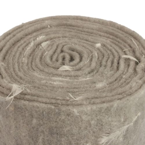 Floristik24 Felt ribbon wool ribbon decorative fabric gray feathers wool felt 15cm 5m