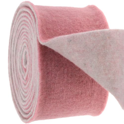 Product Felt ribbon, pot ribbon two-tone old pink/grey 15cm 5m