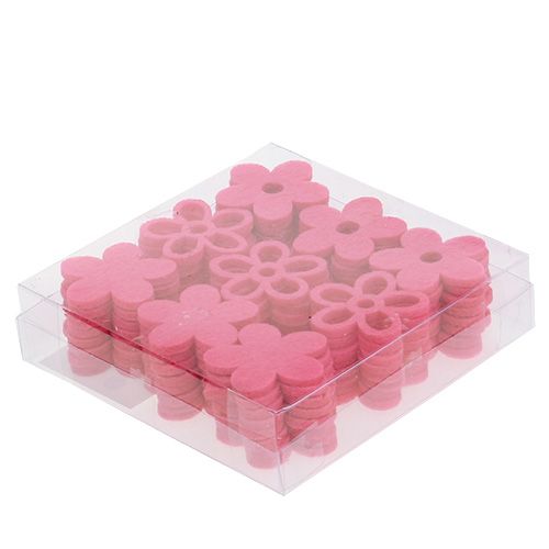 Floristik24 Felt flower for scattering pink as decoration set Ø4cm 72 pcs