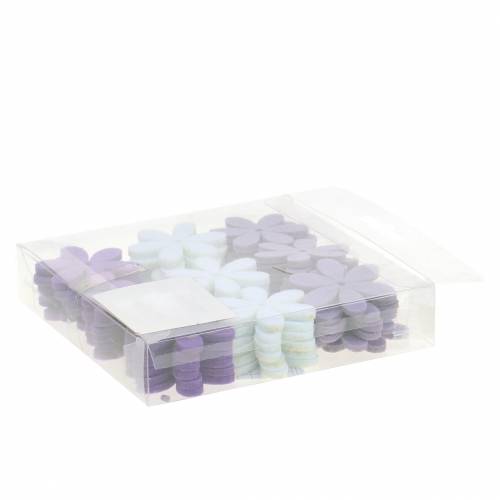 Floristik24 Felt flower purple, white assorted 4,5cm 54p