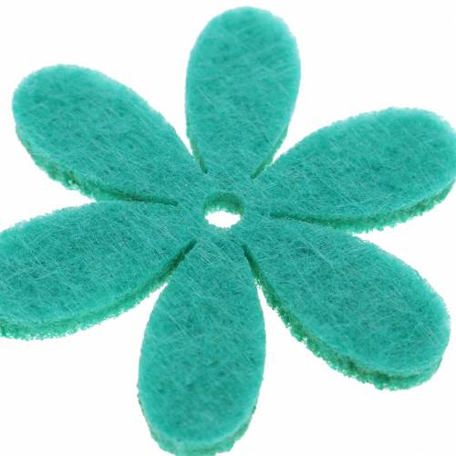 Product Felt flower green, light blue, mint green assorted 4.5cm 54p