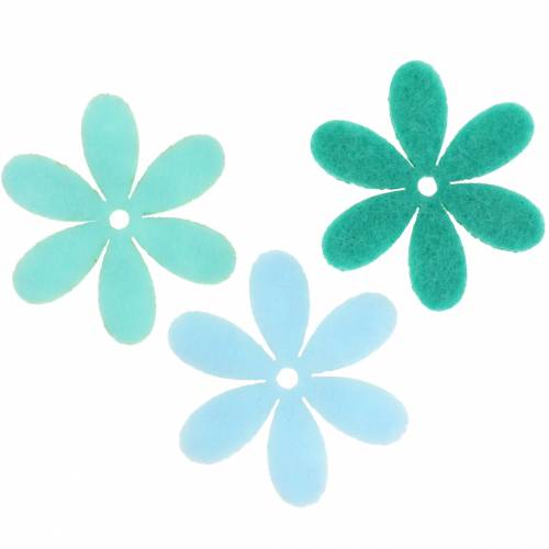 Product Felt flower green, light blue, mint green assorted 4.5cm 54p