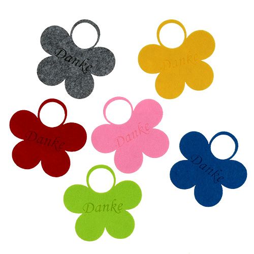 Floristik24 Felt flower pendant "Thank you" 10cm 8pcs