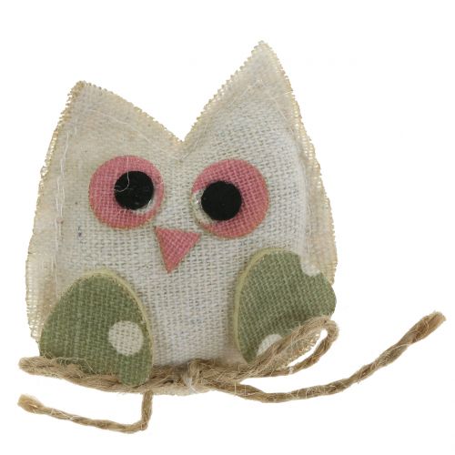 Product Decorative owl fabric 6cm pink / green / white 6pcs