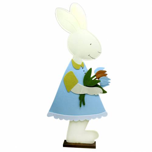 Floristik24 Large Easter bunny felt cream, light blue, 44cm H101cm window decoration