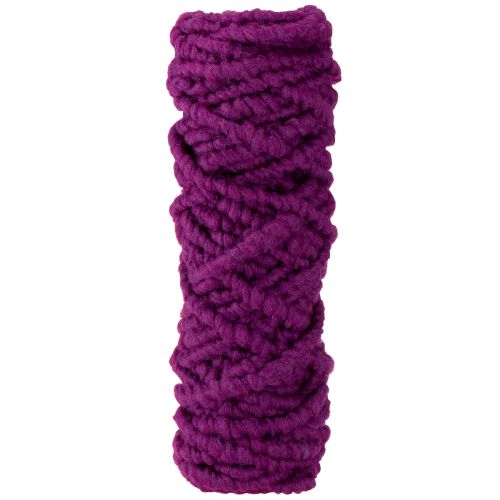 Purple wool cord, 25m, decorative ribbon for floristry and crafts