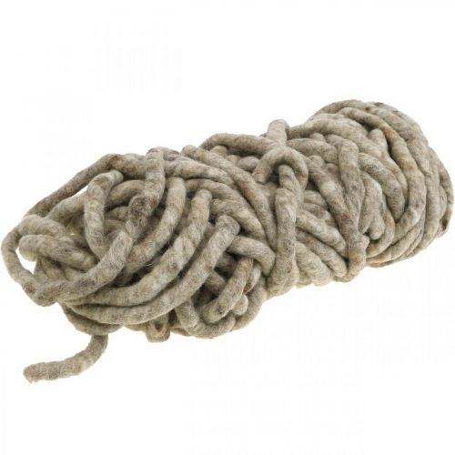 Floristik24 Felt cord fleece Mirabell 25m grey/brown