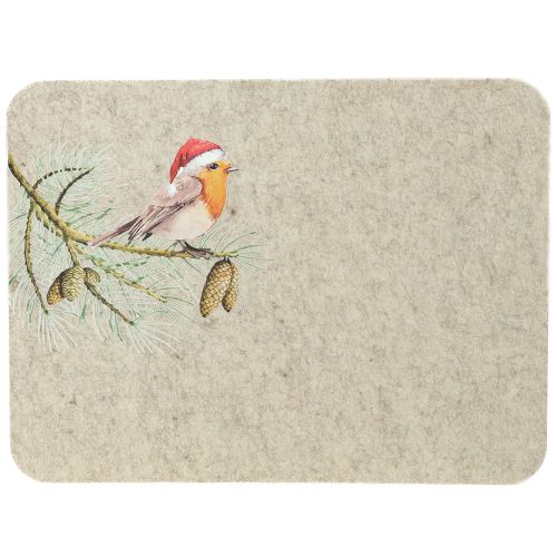 Floristik24 Felt mat table mat robin grey felt 40×30cm 4 pieces