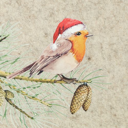 Floristik24 Felt mat table mat robin grey felt 40×30cm 4 pieces