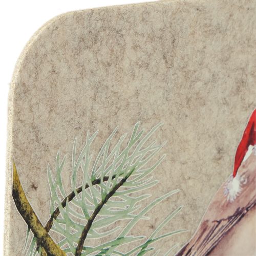 Floristik24 Felt mat table mat robin grey felt 40×30cm 4 pieces