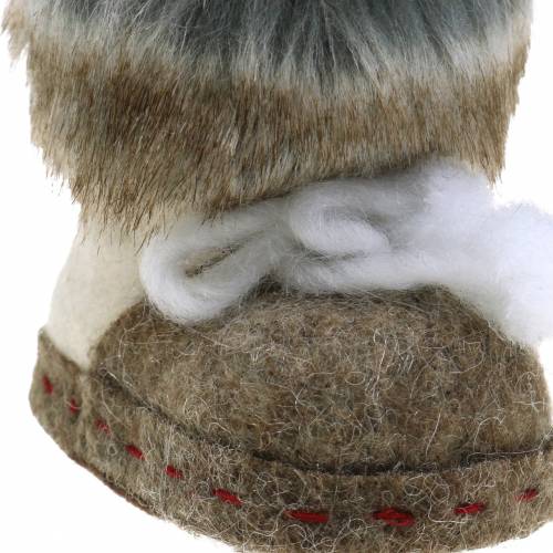 Floristik24 Christmas Tree Ornaments Felt shoe pair with fur 10cm x 8cm 2pcs