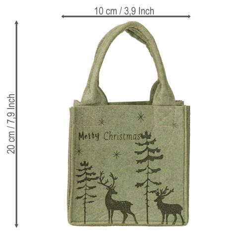 Floristik24 Felt bag Merry Christmas small with handles Green 15×10cm