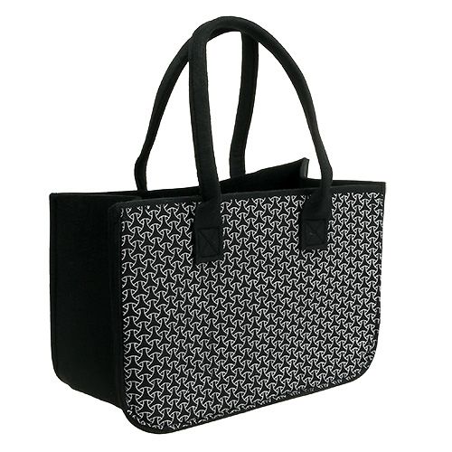 Felt bag black with pattern 39cm x 20cm x 25cm