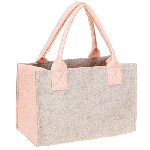 Product Felt bag with flower motif – Sustainable gift &amp; shopping bag in grey &amp; pink 26cm 2pcs