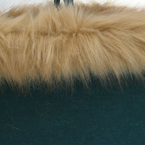 Floristik24 Felt bag with fur edge green 38cm x 24cm x 20cm