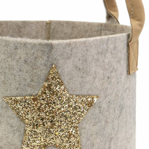 Floristik24 Felt bag round with sequin star, set of 2