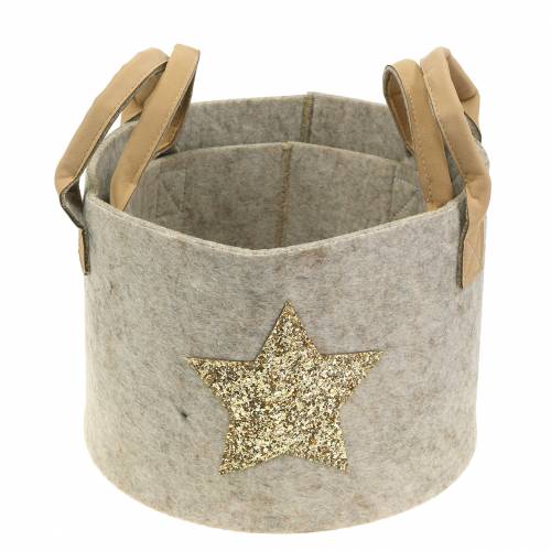 Floristik24 Felt bag round with sequin star, set of 2