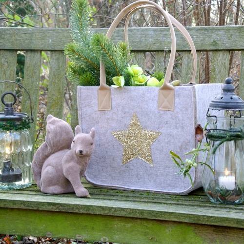 Product Felt bag with sequin star nature set of 2