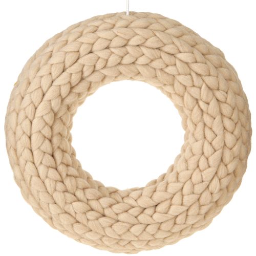 Product Felt wool decorative wreath in light brown for hanging Ø30cm W4cm
