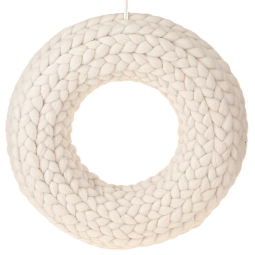 Felt wool decorative wreath for hanging in beige Ø30cm H4cm