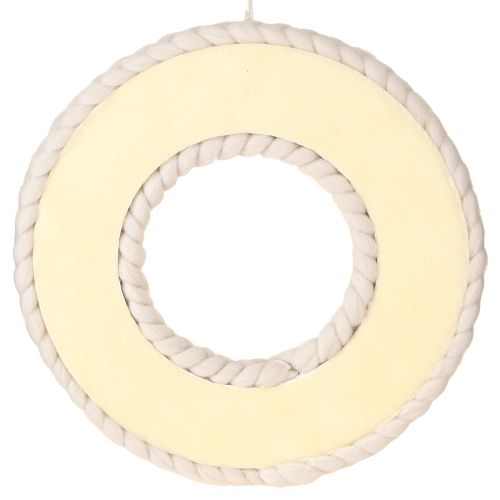 Product Felt wool decorative wreath for hanging in beige Ø30cm H4cm