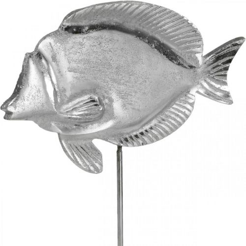 Floristik24 Decorative fish, maritime decoration, fish made of silver metal, natural color H28.5cm