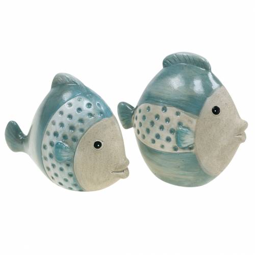 Floristik24 Decorative fish terracotta blue, gray H14cm / 12.5cm set of 2