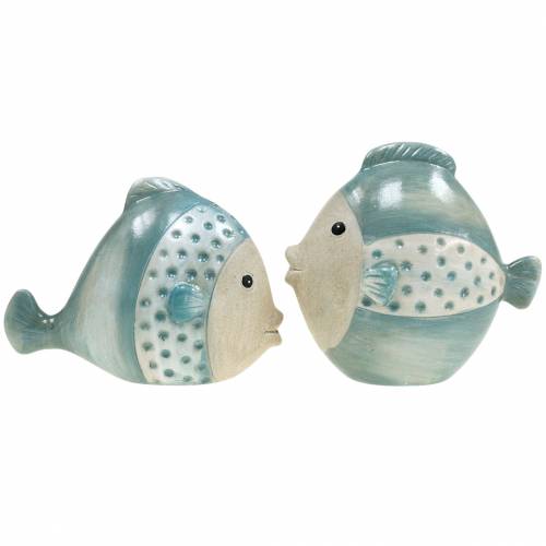 Floristik24 Decorative fish terracotta blue, gray H14cm / 12.5cm set of 2