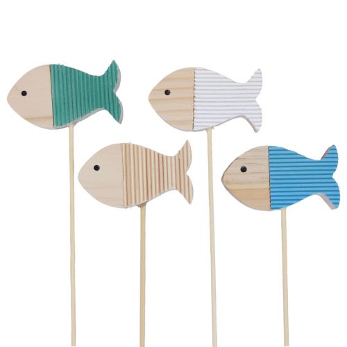 Flower plug decoration fish wood maritime decoration 7×4cm 12pcs