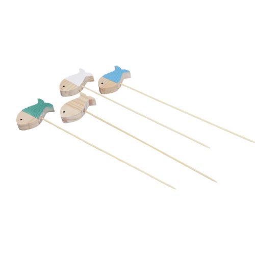 Floristik24 Flower Stick Decoration Fish Wood Maritime Decoration 7×4cm 12 pcs