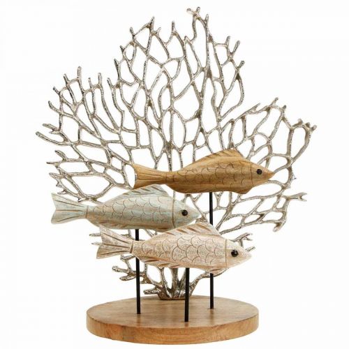 Floristik24 School of fish decoration, coral decoration, wooden fish decoration H48.5cm