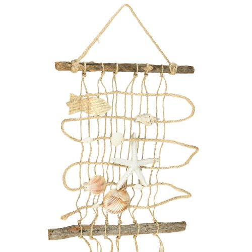 Fishing net jute with shells maritime wall decoration 25×55cm