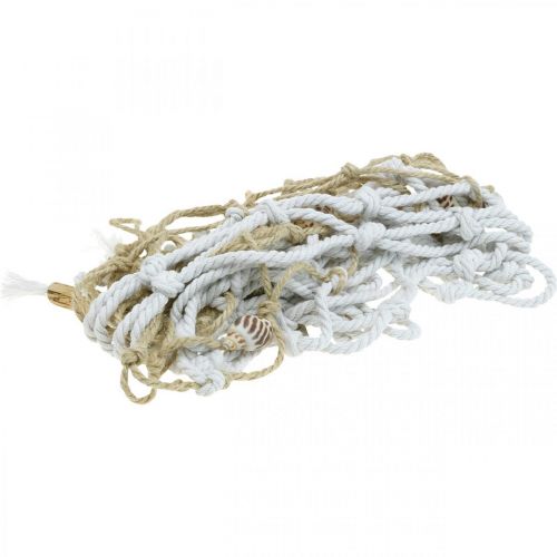 Floristik24 Fishing net with shells and driftwood, maritime, decorative net, marine decoration 72 × 120cm
