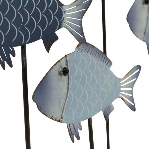 Floristik24 Shoal of fish deco metal fish on wooden base 32×7×30cm