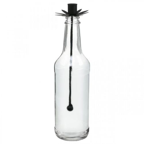 Floristik24 Candlestick for Bottle Black Glass, Metal Ø6.5cm H25.5cm