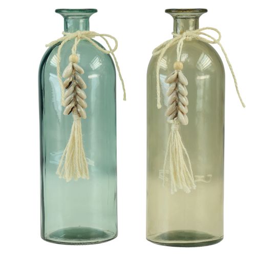 Bottles decorative glass vase cowrie shells maritime H26cm 2pcs