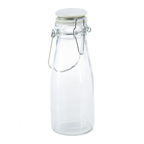 Bottle decorative glass with cap clear Ø7cm 20.5cm