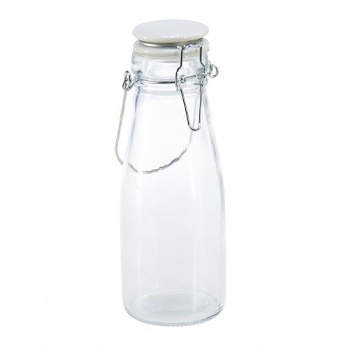 Floristik24 Bottle decorative glass with cap clear Ø7cm 20.5cm