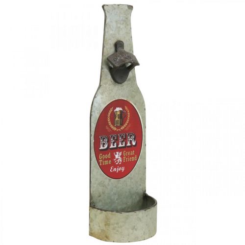 Product Bottle opener vintage metal decoration with collection container H41cm