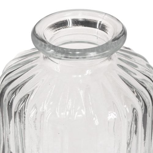 Floristik24 Bottle vase glass mini vases with retro decor H9cm 4pcs