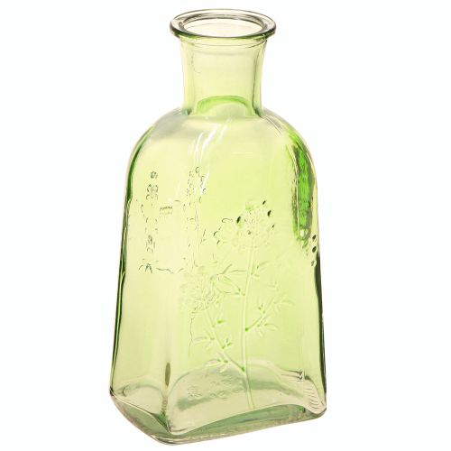 Bottle vase glass vase with motif bottle glass green H19cm 2pcs